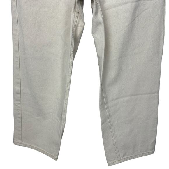 Blank NYC Ivory Painter’s Denim High Rise Crop Straight Jeans Gold Trim Size 28 - Picture 8 of 15